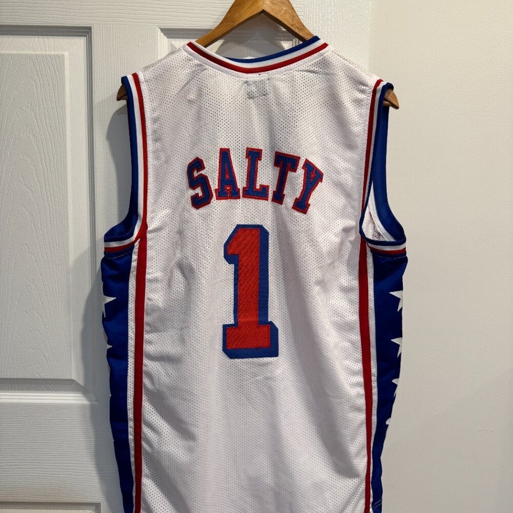 White and Blue Basketball Jersey